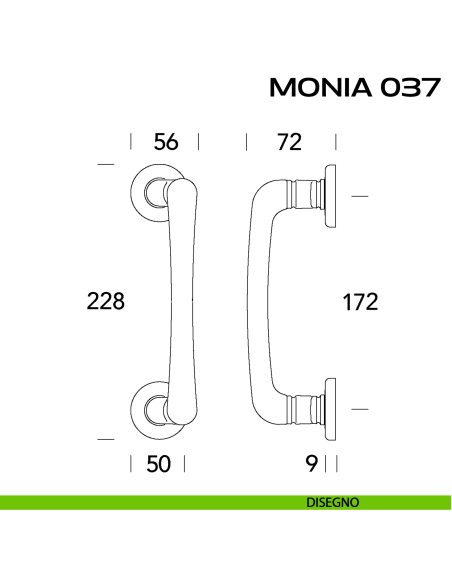 Maniglione per porta Monia 037 Reguitti con rosette tonde disegno