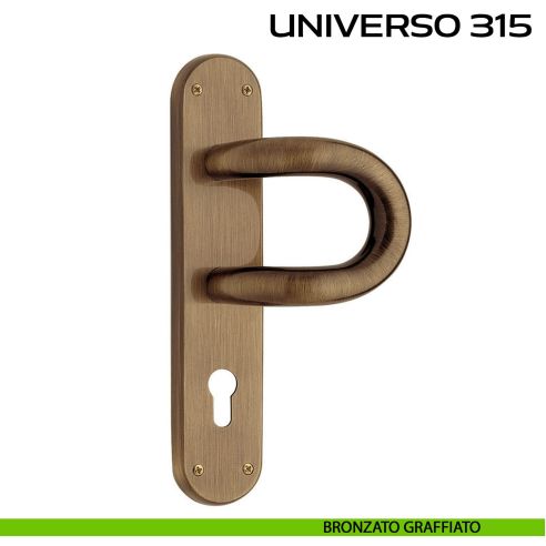Maniglione per porta Universo 315 Reguitti con placca yale bronzato