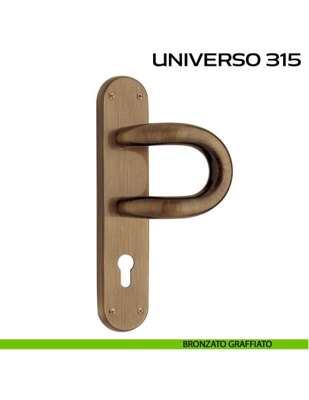 Maniglione per porta Universo 315 Reguitti con placca yale bronzato