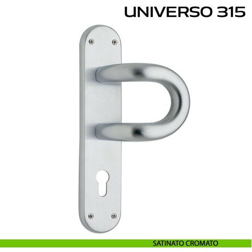 Maniglione per porta Universo 315 Reguitti con placca yale satinato