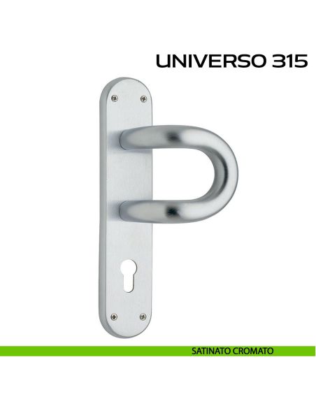 Maniglione per porta Universo 315 Reguitti con placca yale satinato