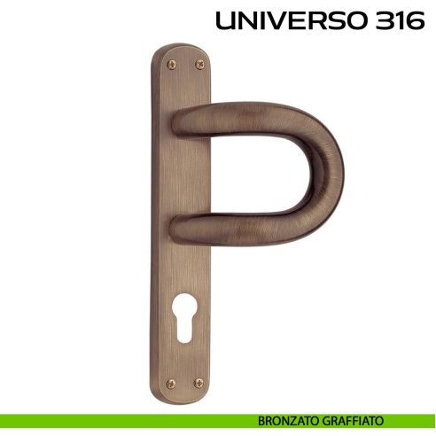 Maniglione con placca yale per porta Universo 316 Reguitti bronzato