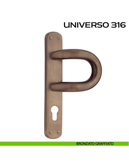 Maniglione con placca yale per porta Universo 316 Reguitti bronzato