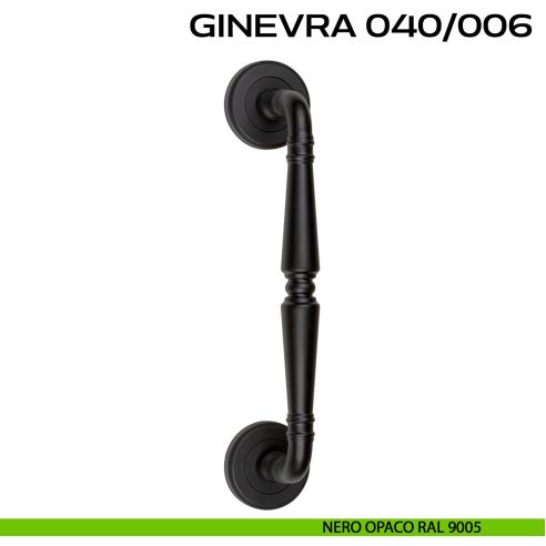 Maniglione per porta Ginevra 040 Reguitti singolo rosette ad avvitare nero