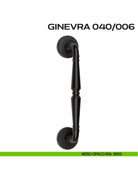 Maniglione per porta Ginevra 040 Reguitti singolo rosette ad avvitare nero