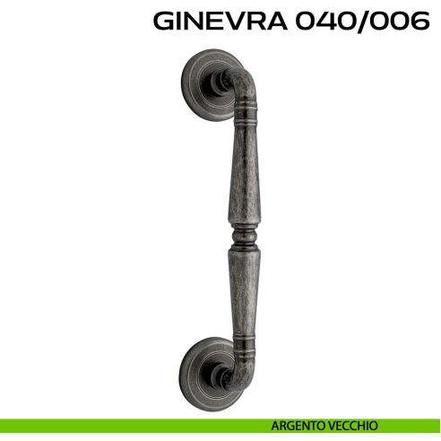 Maniglione per porta Ginevra 040 Reguitti singolo rosette ad avvitare argento