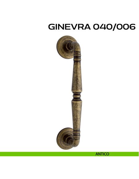 Maniglione per porta Ginevra 040 Reguitti singolo rosette ad avvitare antico