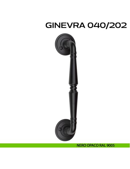 Maniglione per porta Ginevra 040 Reguitti singolo con viti a vista nero