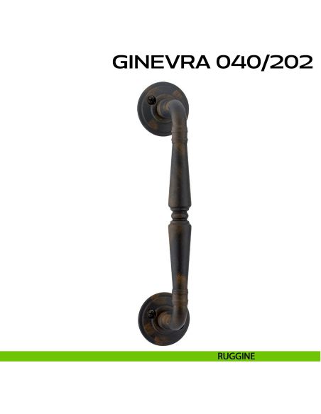 Maniglione per porta Ginevra 040 Reguitti singolo con viti a vista ruggine