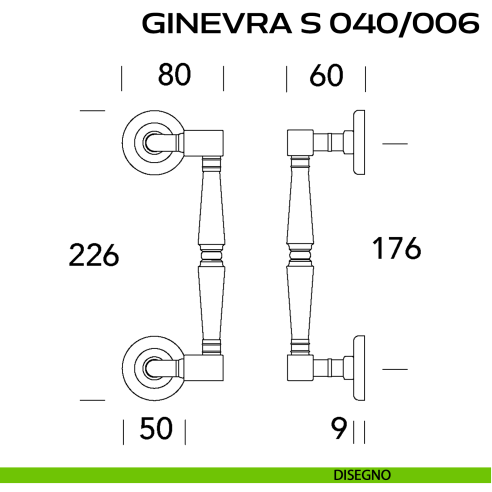 Maniglione per porta Ginevra S 040 Reguitti zancato disegno