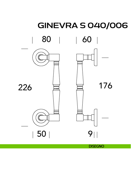 Maniglione per porta Ginevra S 040 Reguitti zancato disegno