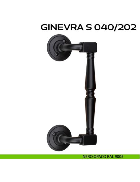 Maniglione per porta Ginevra S 040 Reguitti zancato con viti a vista nero