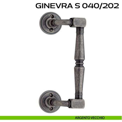Maniglione per porta Ginevra S 040 Reguitti zancato con viti a vista argento