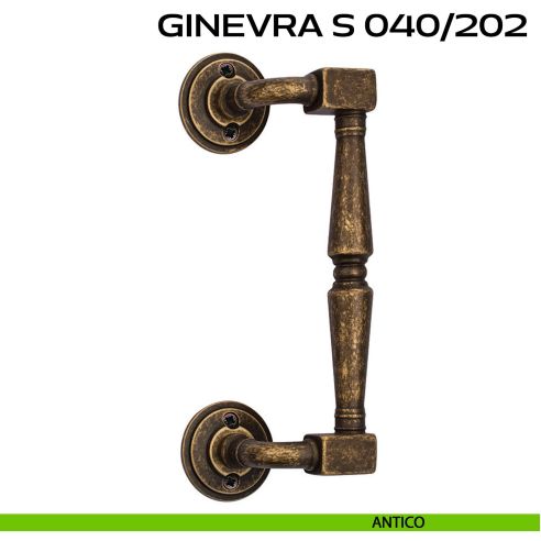 Maniglione per porta Ginevra S 040 Reguitti zancato con viti a vista antico