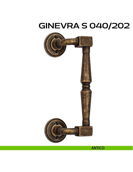 Maniglione per porta Ginevra S 040 Reguitti zancato con viti a vista antico