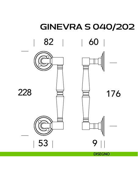 Maniglione per porta Ginevra S 040 Reguitti zancato con viti a vista disegno