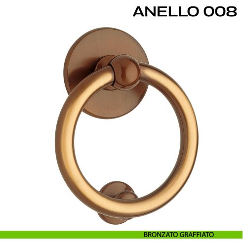 Battente per porta Anello 008 Reguitti diametro 112 mm bronzato