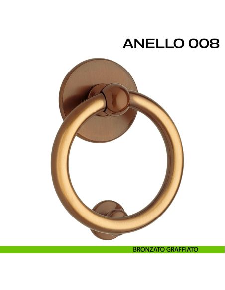 Battente per porta Anello 008 Reguitti diametro 112 mm bronzato