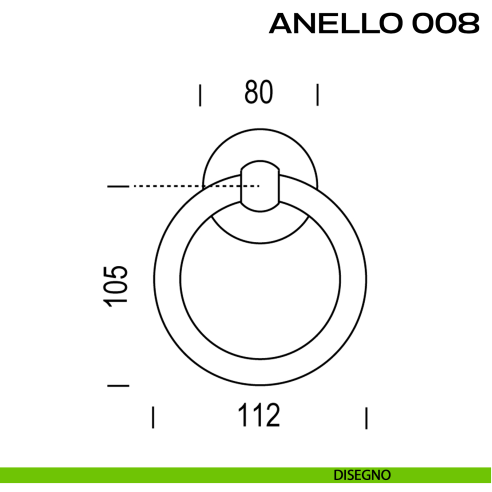 Battente per porta Anello 008 Reguitti diametro 112 mm disegno