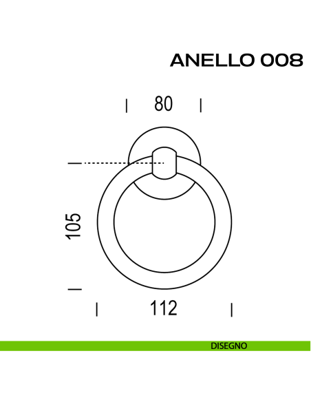Battente per porta Anello 008 Reguitti diametro 112 mm disegno