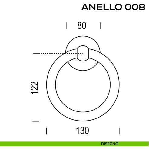 Battente per porta Anello 008 Reguitti diametro 130 mm disegno
