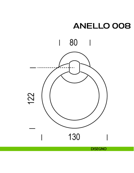 Battente per porta Anello 008 Reguitti diametro 130 mm disegno