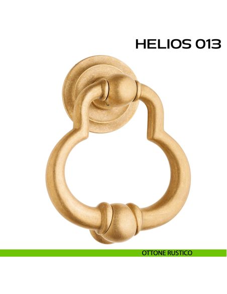 Battente per porta Helios 013 Reguitti con rosetta artistica ø 72 mm rustico