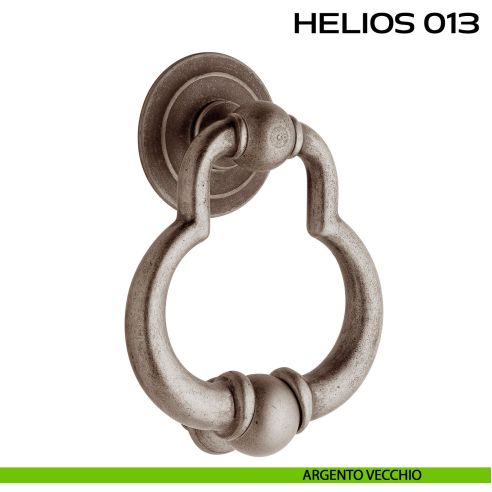 Battente per porta Helios 013 Reguitti con rosetta artistica ø 72 mm argento