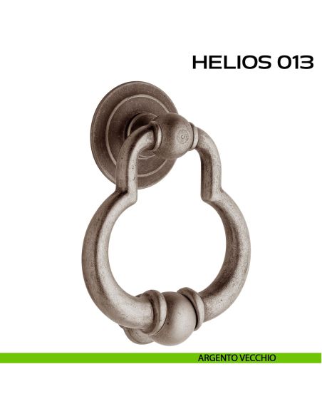 Battente per porta Helios 013 Reguitti con rosetta artistica ø 72 mm argento