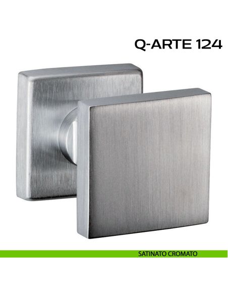 Pomolo per porta girevole Q-Arte 124 Reguitti con rosetta quadrata satinato