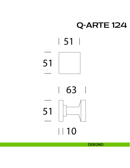 Pomolo per porta girevole Q-Arte 124 Reguitti con rosetta quadrata disegno