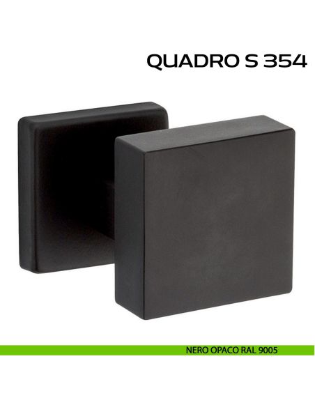 Pomolo per porta fisso Quadro S 354 Reguitti con rosetta quadrata nero