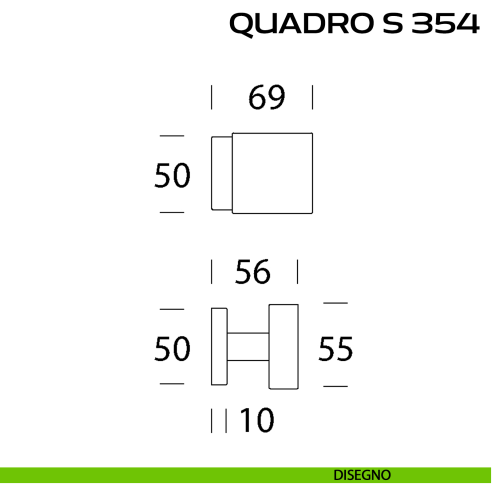 Pomolo per porta fisso Quadro S 354 Reguitti con rosetta quadrata disegno