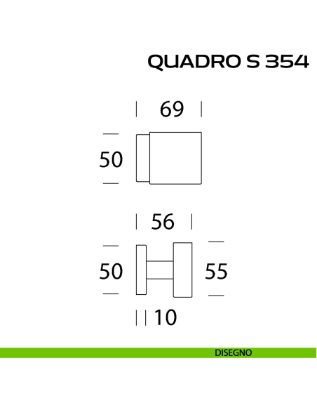 Pomolo per porta fisso Quadro S 354 Reguitti con rosetta quadrata disegno