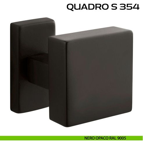 Pomolo per porta fisso Quadro S 354 Reguitti con rosetta rettangolare nero