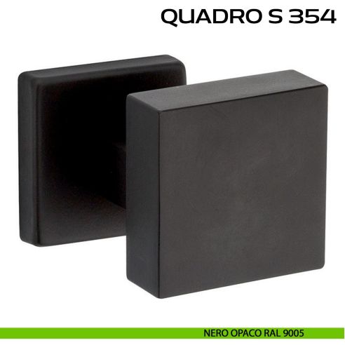 Pomolo per porta girevole Quadro S 354 Reguitti con rosetta quadrata nero