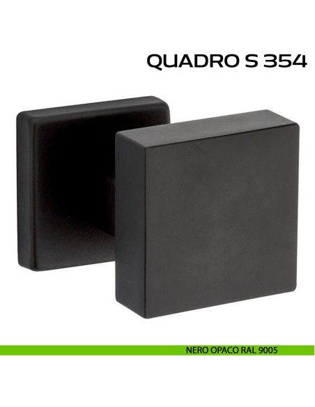 Pomolo per porta girevole Quadro S 354 Reguitti con rosetta quadrata nero