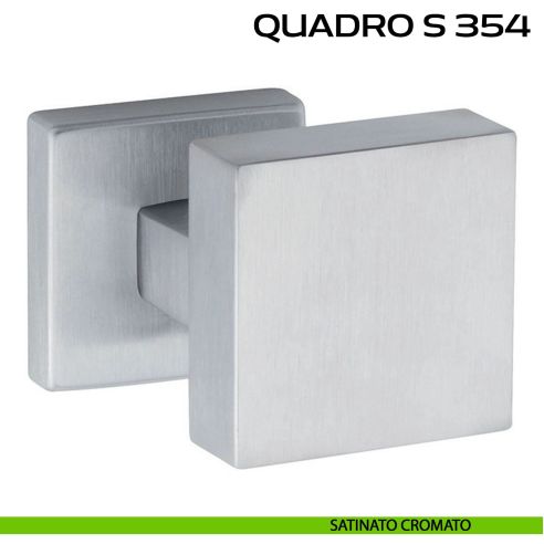 Pomolo per porta girevole Quadro S 354 Reguitti con rosetta quadrata satinato