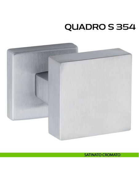 Pomolo per porta girevole Quadro S 354 Reguitti con rosetta quadrata satinato