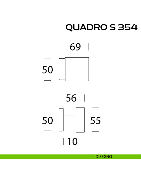 Pomolo per porta girevole Quadro S 354 Reguitti con rosetta quadrata disegno