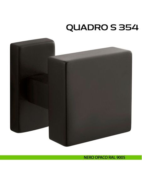 Pomolo per porta girevole Quadro S 354 Reguitti con rosetta rettangolare nero