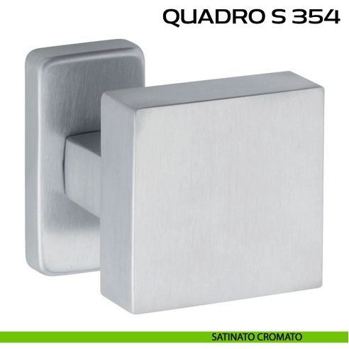 Pomolo per porta girevole Quadro S 354 Reguitti con rosetta rettangolare satinato