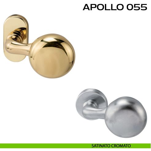 Pomolo per porta girevole Apollo 055 Reguitti con rosetta ovale satinato