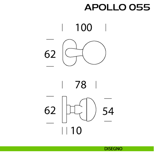 Pomolo per porta girevole Apollo 055 Reguitti con rosetta ovale disegno