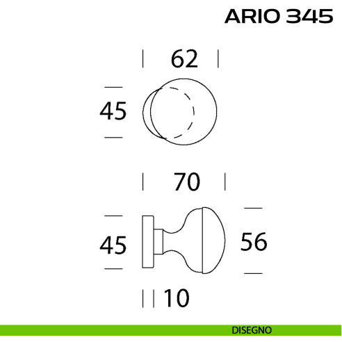 Pomolo per porta fisso Ario 345 Reguitti con rosetta tonda disegno