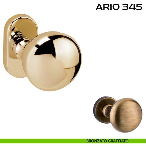 Pomolo per porta fisso Ario 345 Reguitti con rosetta ovale bronzato