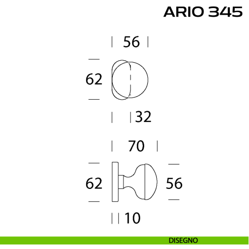 Pomolo per porta fisso Ario 345 Reguitti con rosetta ovale disegno