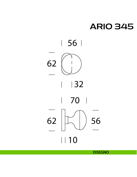 Pomolo per porta fisso Ario 345 Reguitti con rosetta ovale disegno