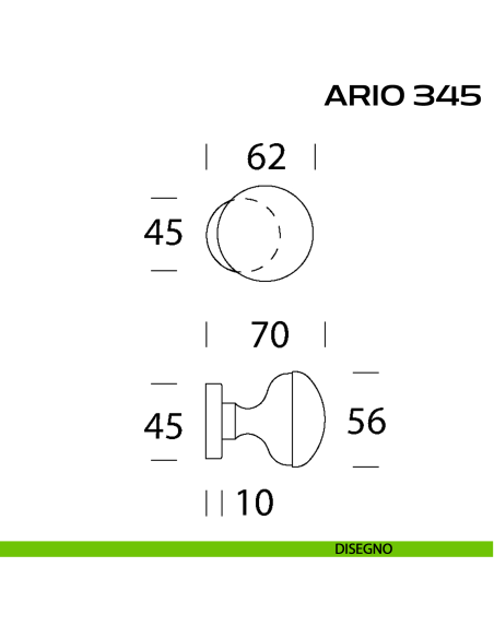 Pomolo per porta girevole Ario 345 Reguitti con rosetta tonda disegno
