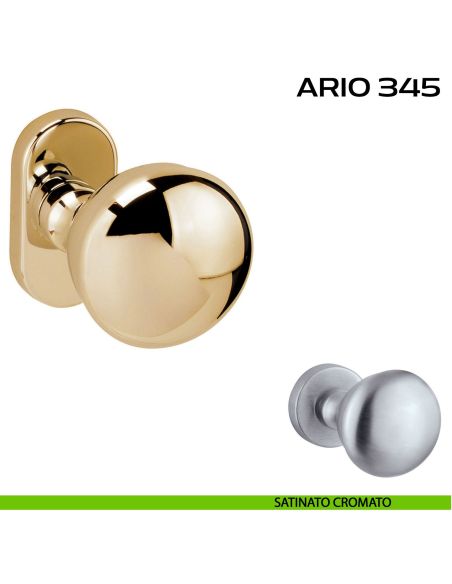 Pomolo per porta girevole Ario 345 Reguitti con rosetta ovale satinato